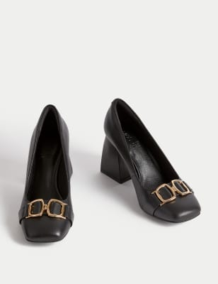 Black court heels wide fit sale