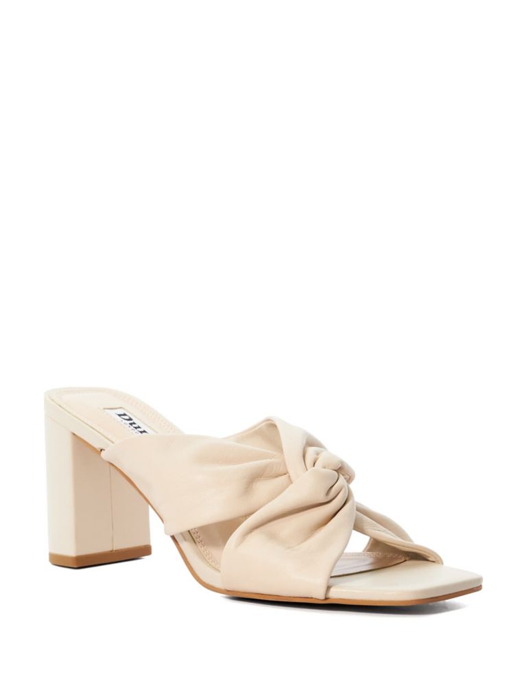 Wide Fit Leather Block Heel Mules 2 of 5