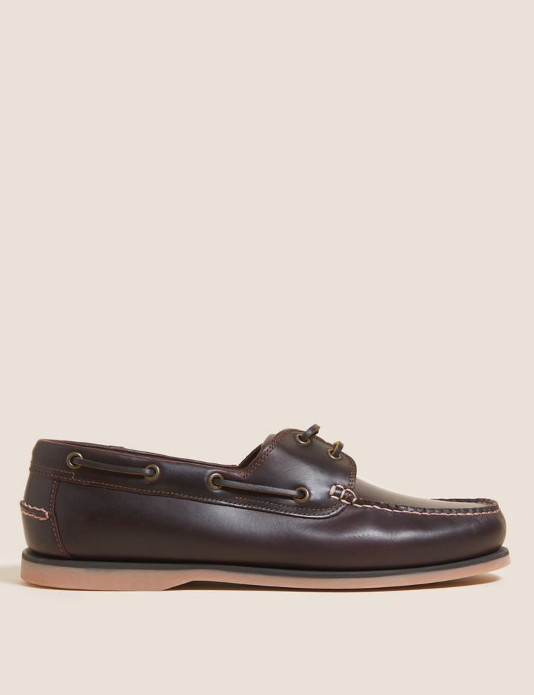 Wide Fit Leather Boat Shoes | M&S Collection | M&S