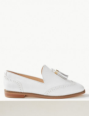 Wide Fit Leather Brogue Tassel Loafers Image 2 of 5