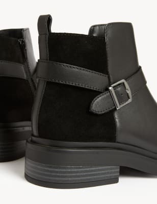 Black suede hotsell buckle ankle boots