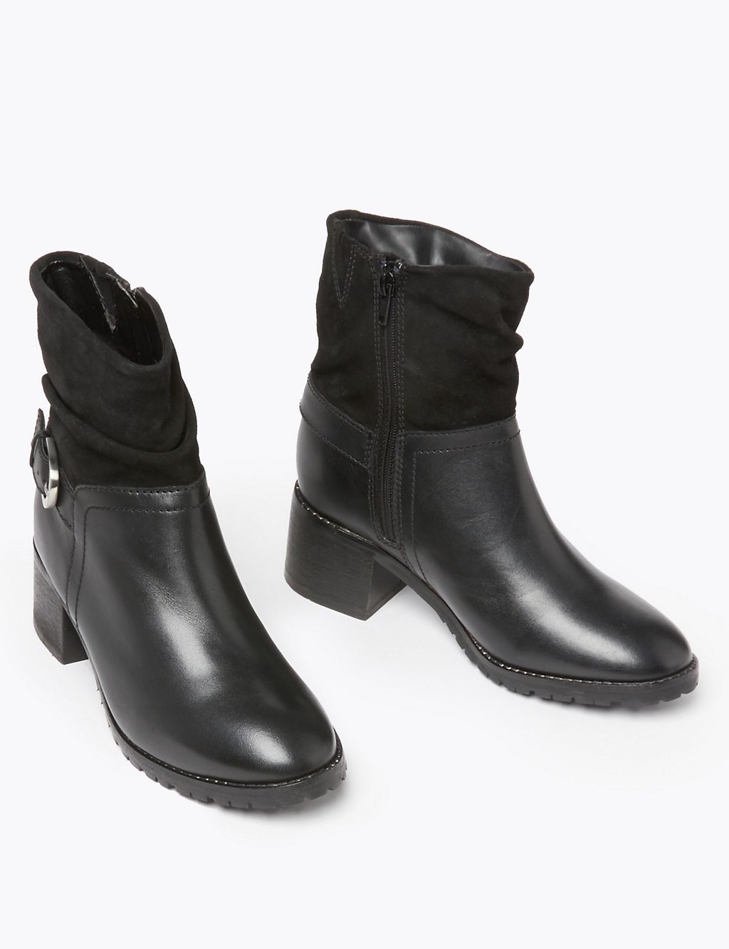 Wide Fit Leather Buckle Detail Ankle Boots 2 of 5