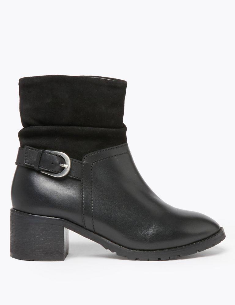 Wide Fit Leather Buckle Detail Ankle Boots 2 of 5