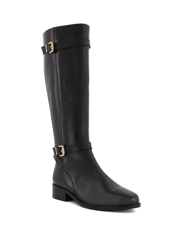 Wide Fit Leather Buckle Knee High Boots 2 of 5