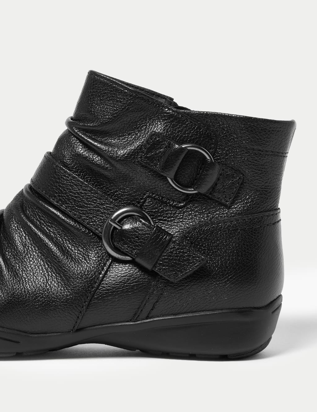 Leather Wide Fit Ruched Ankle Boots, Footglove™