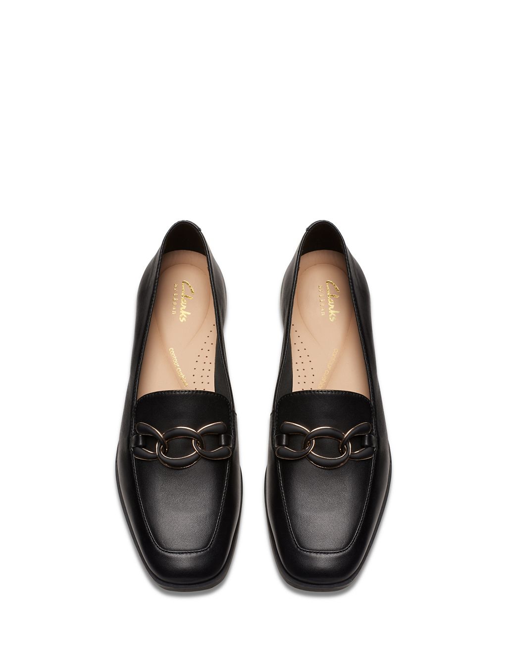 Wide Fit Leather Chain Detail Flat Loafers 6 of 7