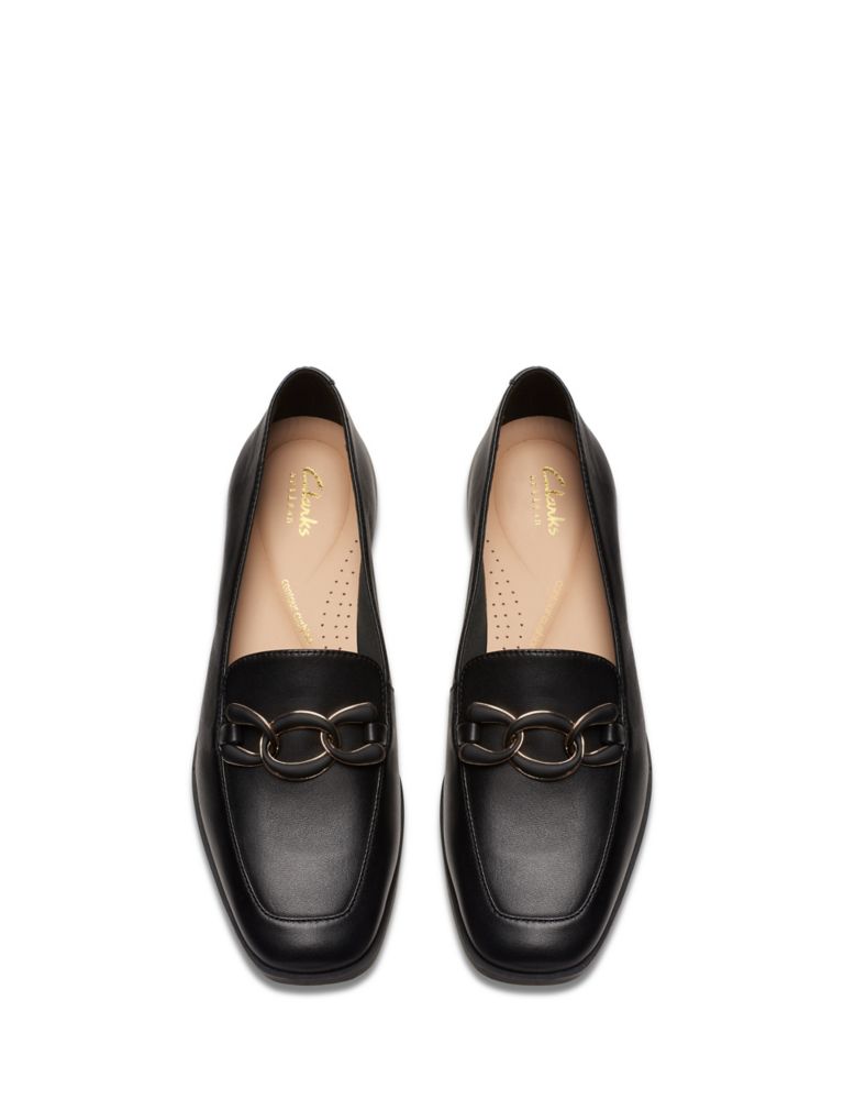 Wide Fit Leather Chain Detail Flat Loafers 4 of 7