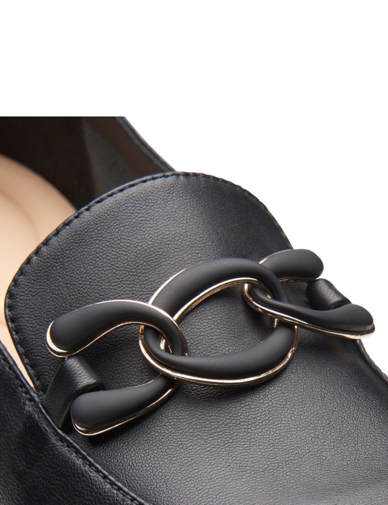 Wide Fit Leather Chain Detail Flat Loafers 7 of 7