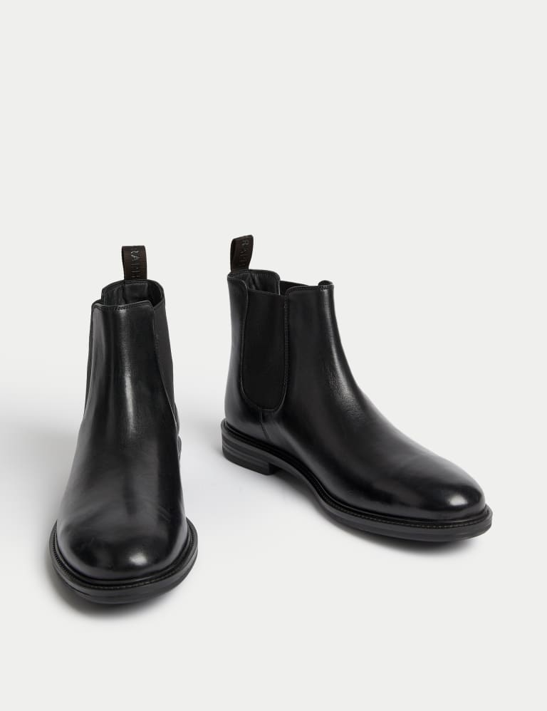 Wide fit black leather chelsea boots top