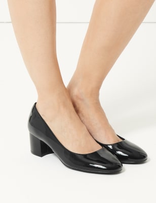 Wide fit sale leather court shoes