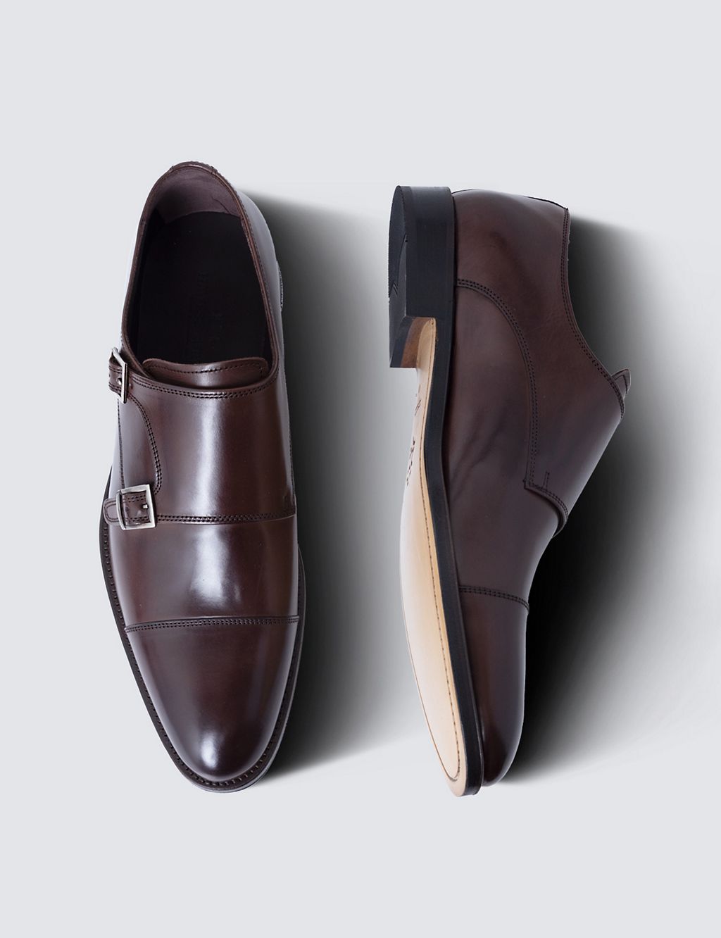 Wide Fit Leather Double Monk Strap Shoes 2 of 5