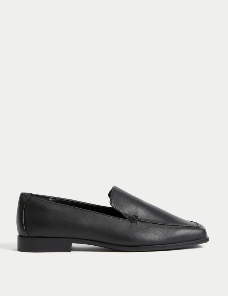 Buy Wide Fit Leather Flat Loafers | M&S Collection | M&S
