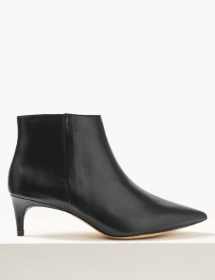 Wide Fit Leather Kitten Heel Ankle Boots | M&S Collection | M&S