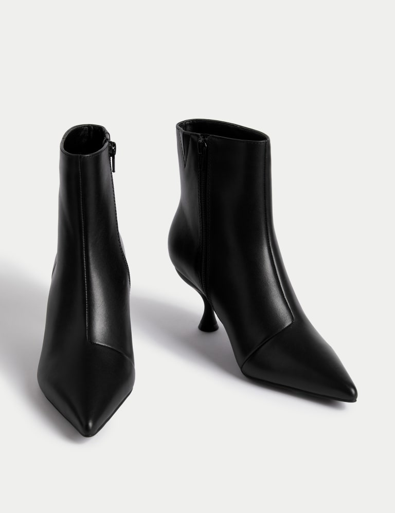 Wide Fit Leather Kitten Heel Ankle Boots