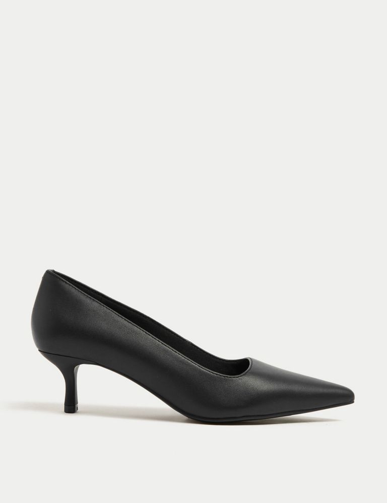 Wide Fit Leather Kitten Heel Court Shoes 2 of 3