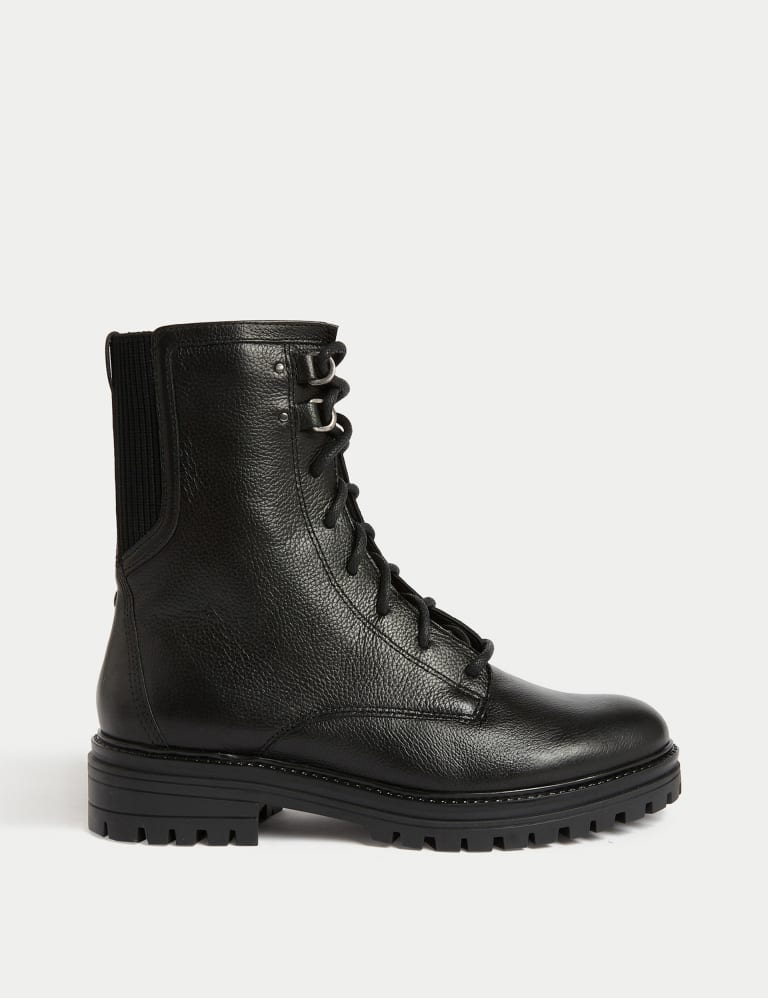 M&s black lace up boots top