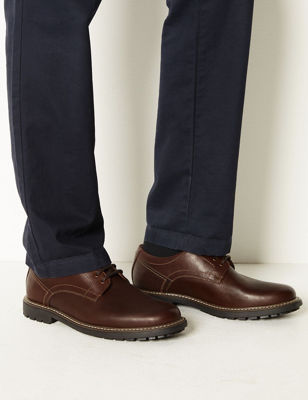 Wide Fit Leather Lace-up Derby Shoes 3 of 5