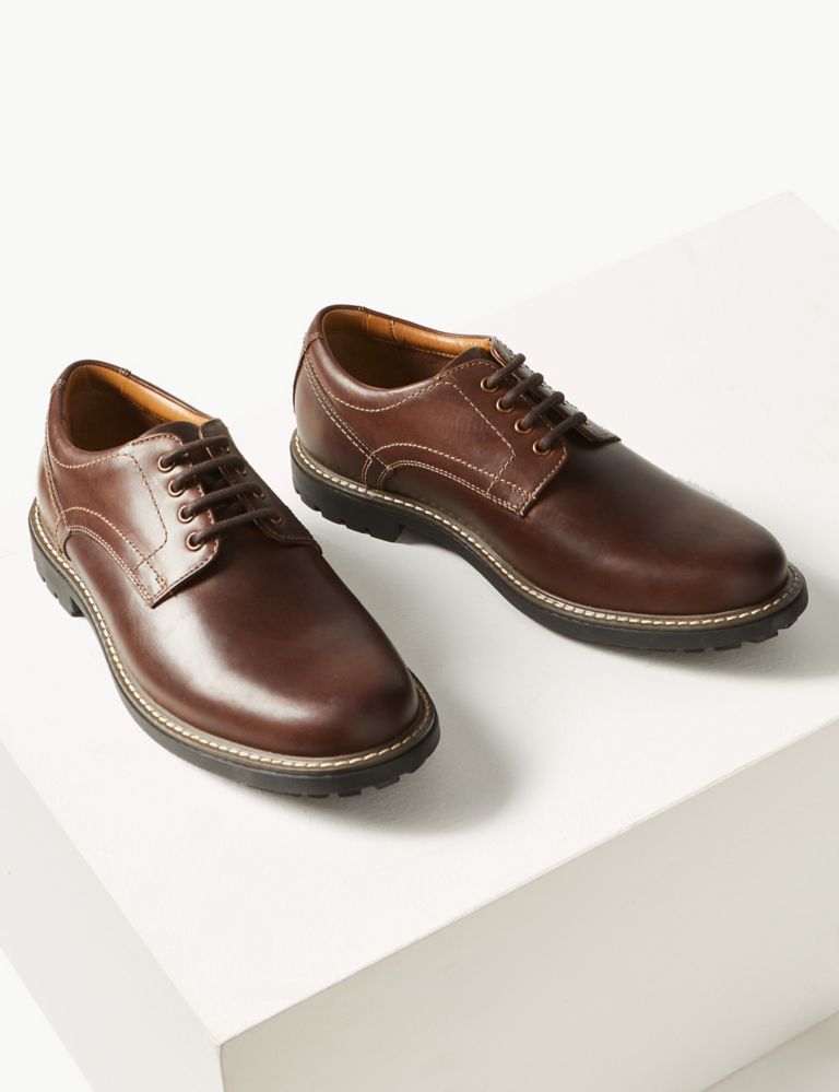 Wide Fit Leather Lace-up Derby Shoes 3 of 5