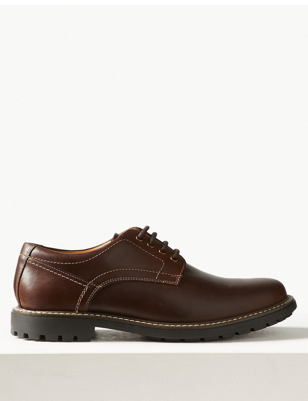 Wide Fit Leather Lace-up Derby Shoes 1 of 5