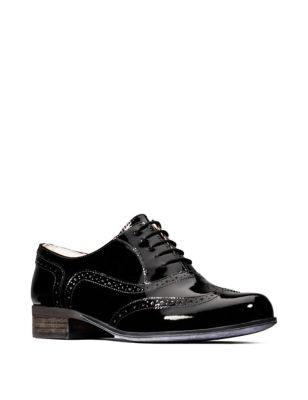 Wide Fit Leather Patent Brogues Image 2 of 7