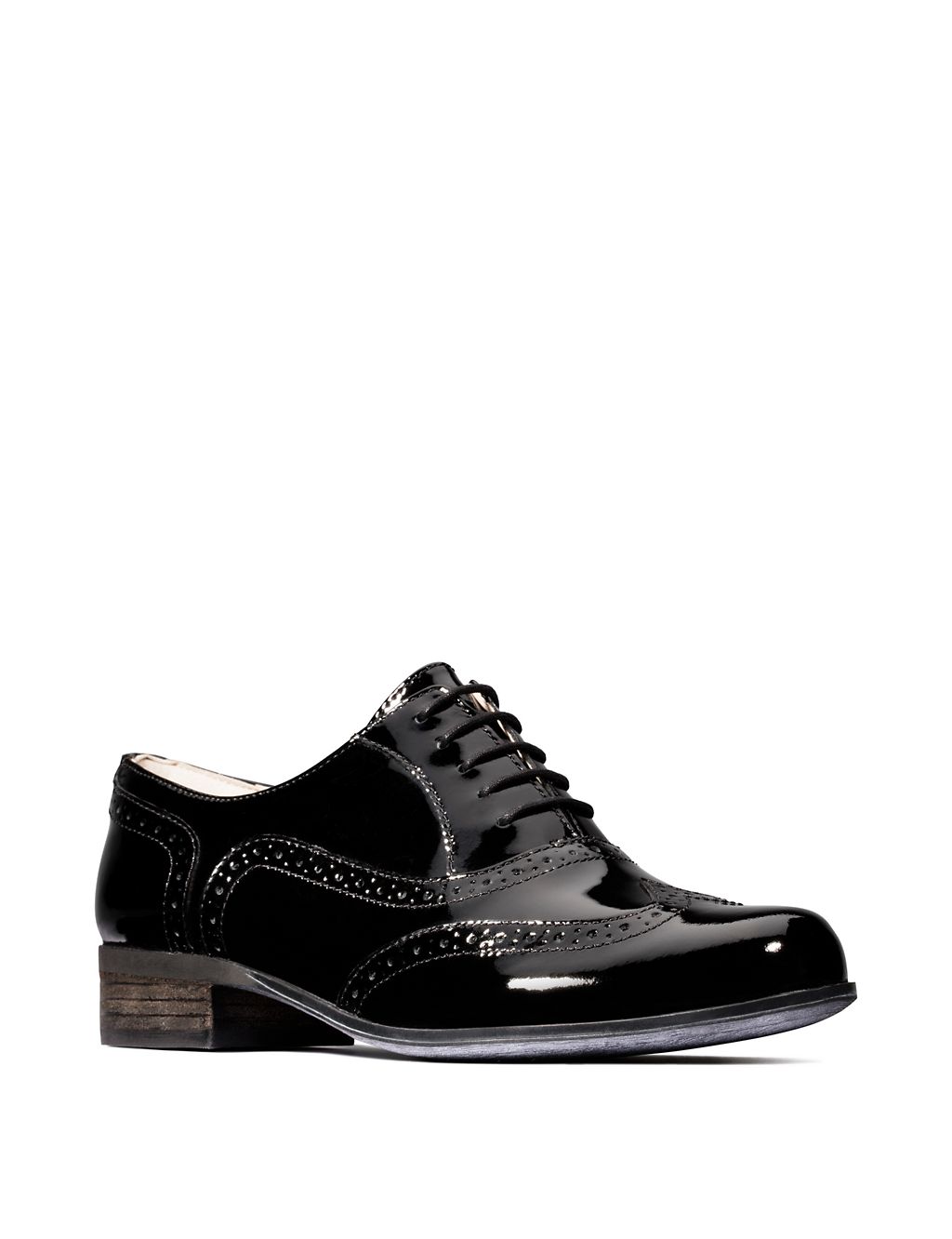 Wide Fit Leather Patent Brogues 1 of 7
