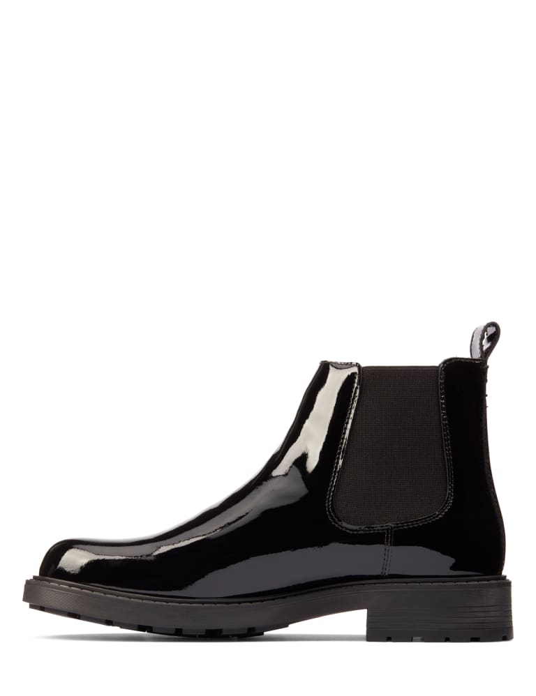 Wide Fit Leather Patent Chelsea Boots CLARKS M S