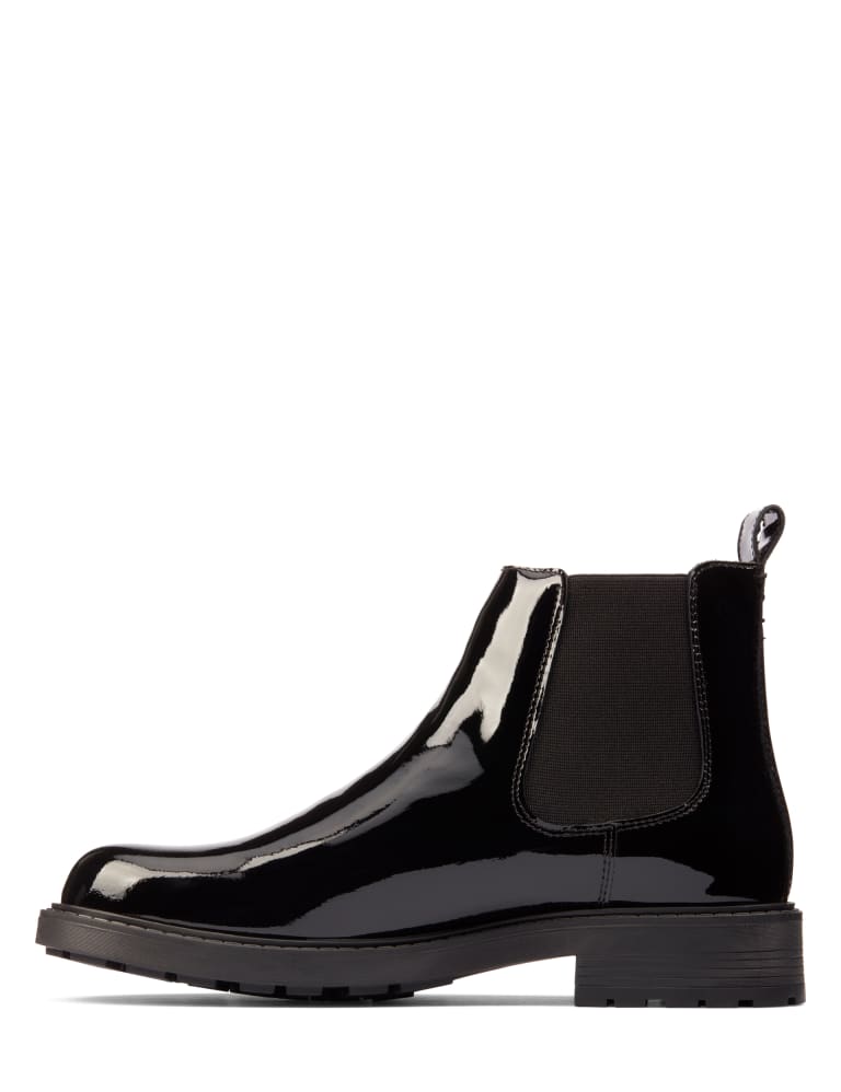 Wide Fit Leather Patent Chelsea Boots