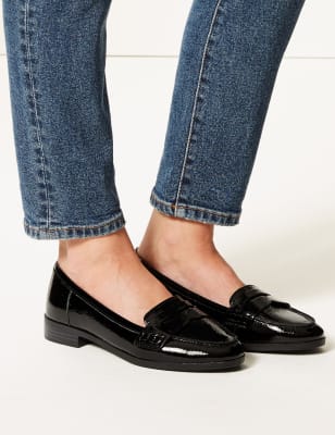 Patent leather cheap loafers ladies