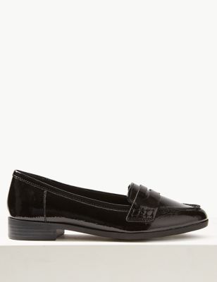 Wide Fit Leather Patent Loafers Image 2 of 5