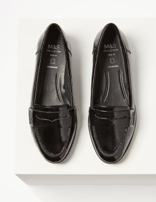 wide black loafers