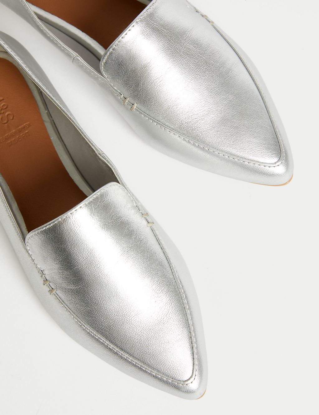 Wide Fit Leather Pointed Ballet Pumps 2 of 3