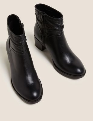 ruched leather ankle boots