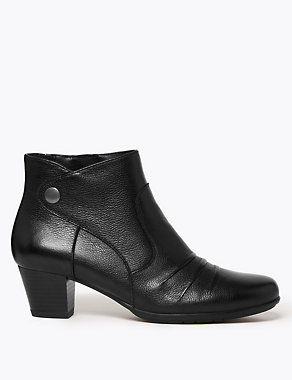 Wide Fit Leather Ruched Ankle Boots Image 2 of 6