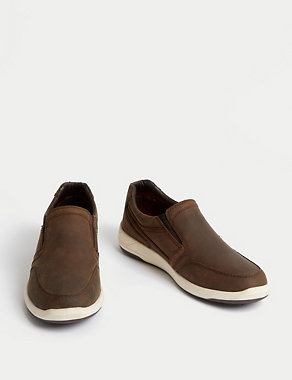 Wide Fit Leather Slip-On Shoes Image 2 of 4