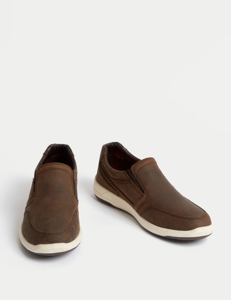 Wide Fit Leather Slip-On Shoes 2 of 4