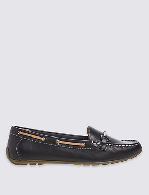 Wide Fit Leather Square Toe Loafers Image 2 of 6