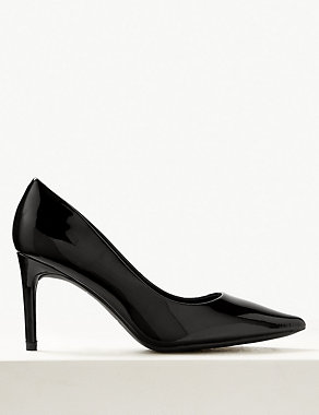 Wide Fit Leather Stiletto Heel Court Shoes Image 2 of 5