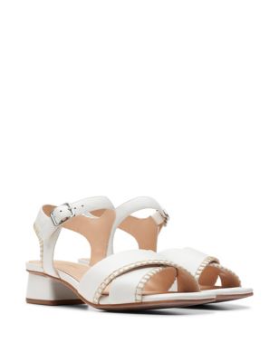 Wide Fit Leather Strappy Block Heel Sandals Image 2 of 6