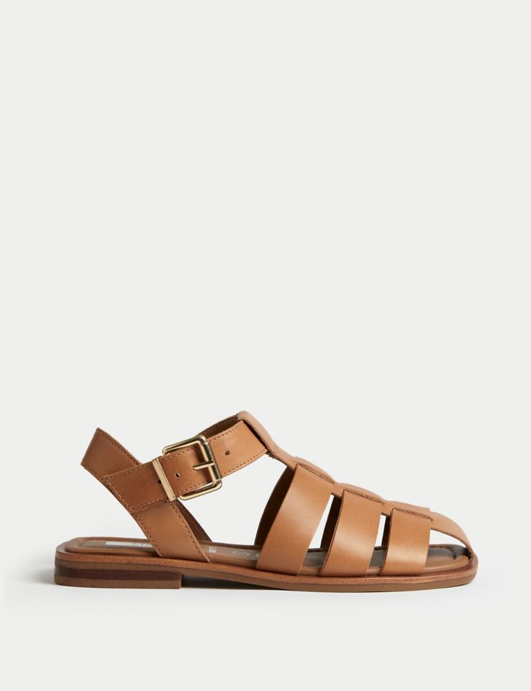 Wide Fit Leather Strappy Sandals 1 of 3