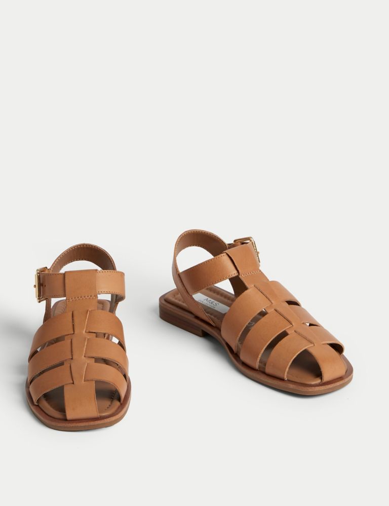 Wide Fit Leather Strappy Sandals 2 of 3