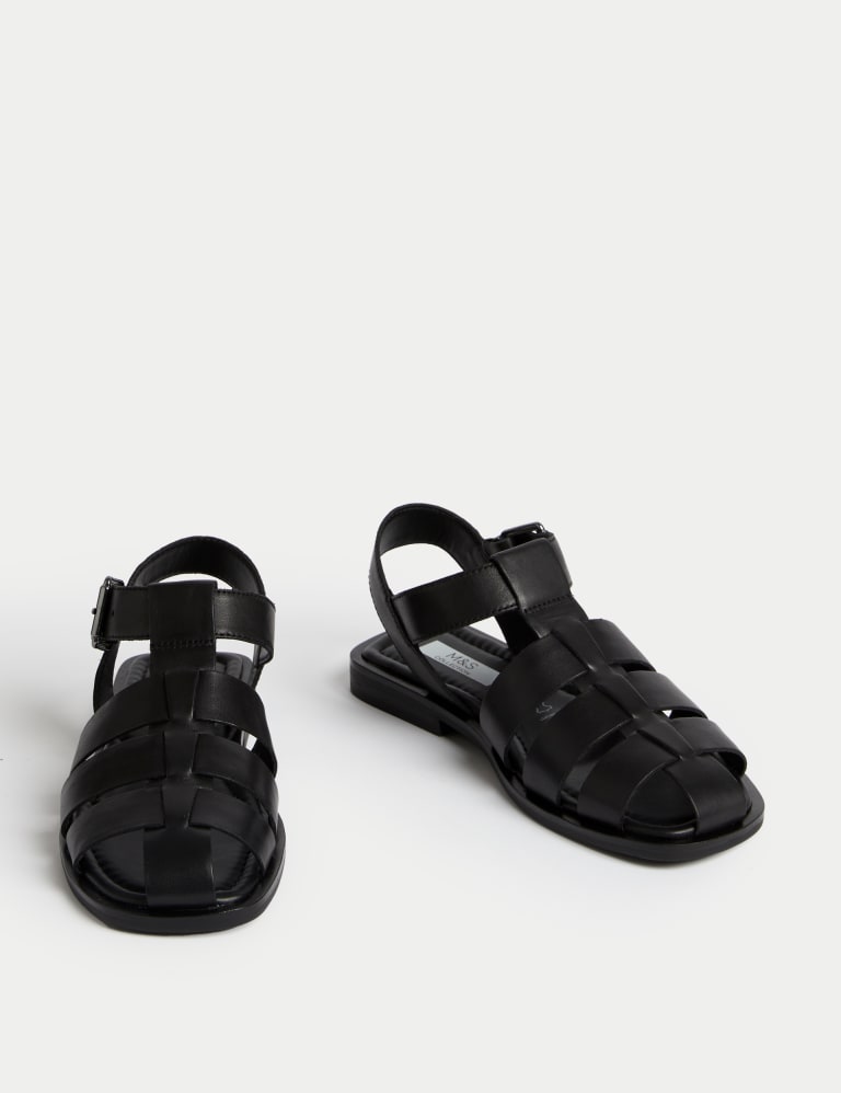 Leather Buckle Strappy Block Heel Sandals, M&S Collection