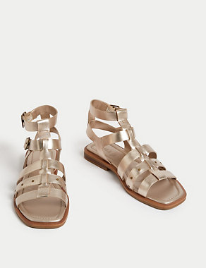 Wide Fit Leather Studded Gladiator Sandals Image 2 of 3