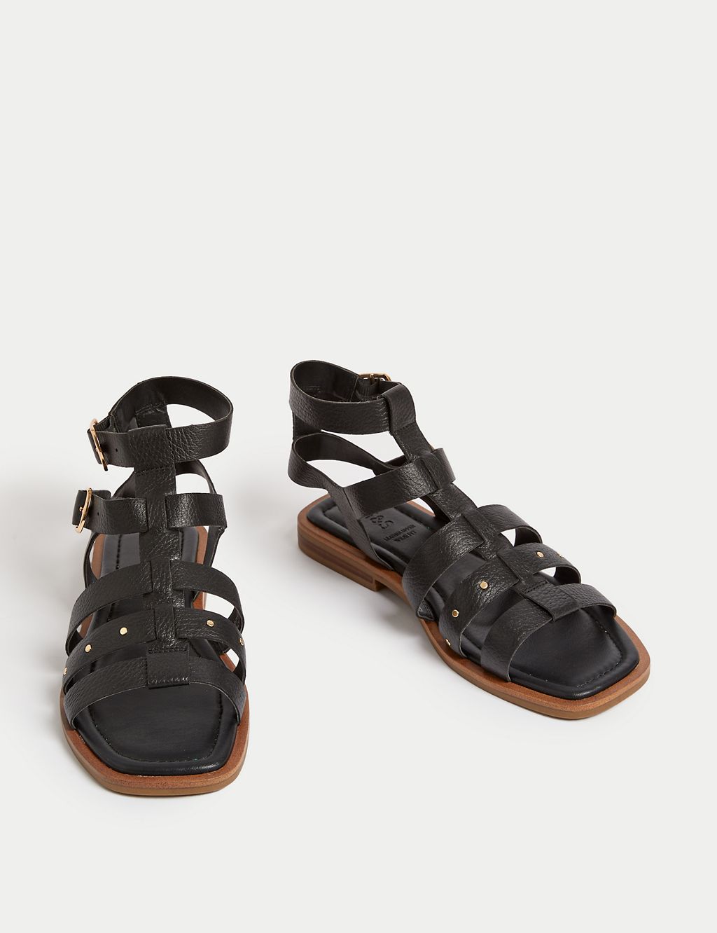 Wide Fit Leather Studded Gladiator Sandals 1 of 3