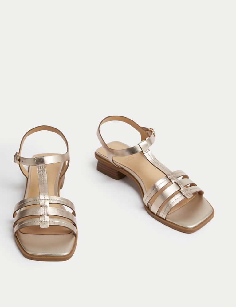 Wide Fit Leather T Bar Block Heel Sandals 2 of 3