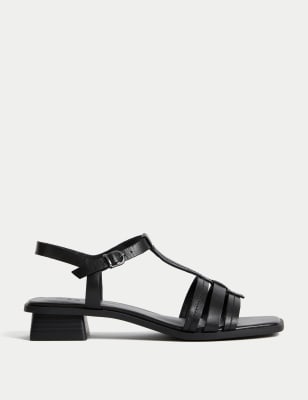 Leather Buckle Strappy Block Heel Sandals, M&S Collection