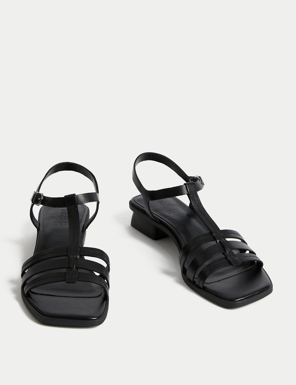 Wide Fit Leather T Bar Block Heel Sandals | M&S Collection | M&S