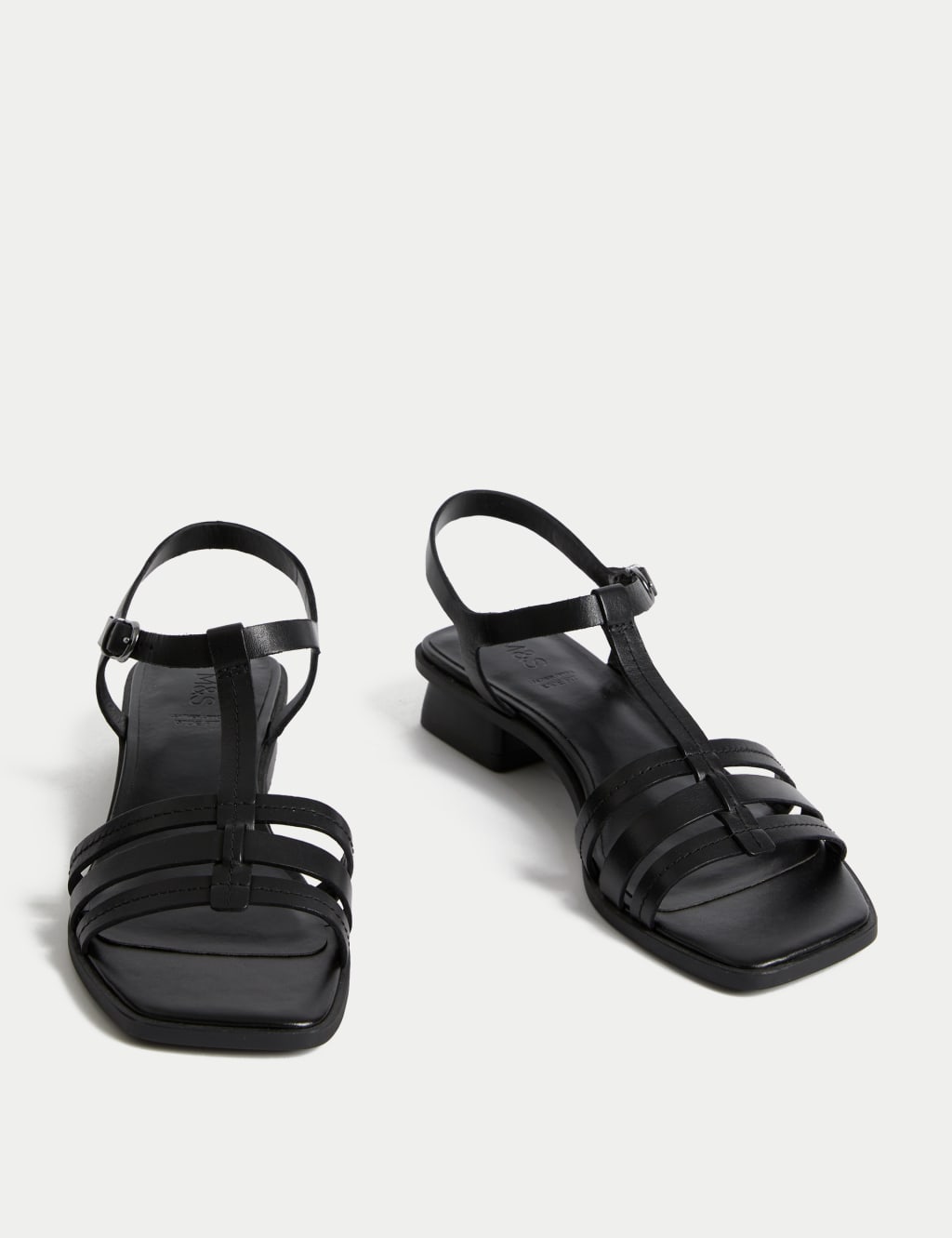 Wide Fit Leather T Bar Block Heel Sandals 1 of 3