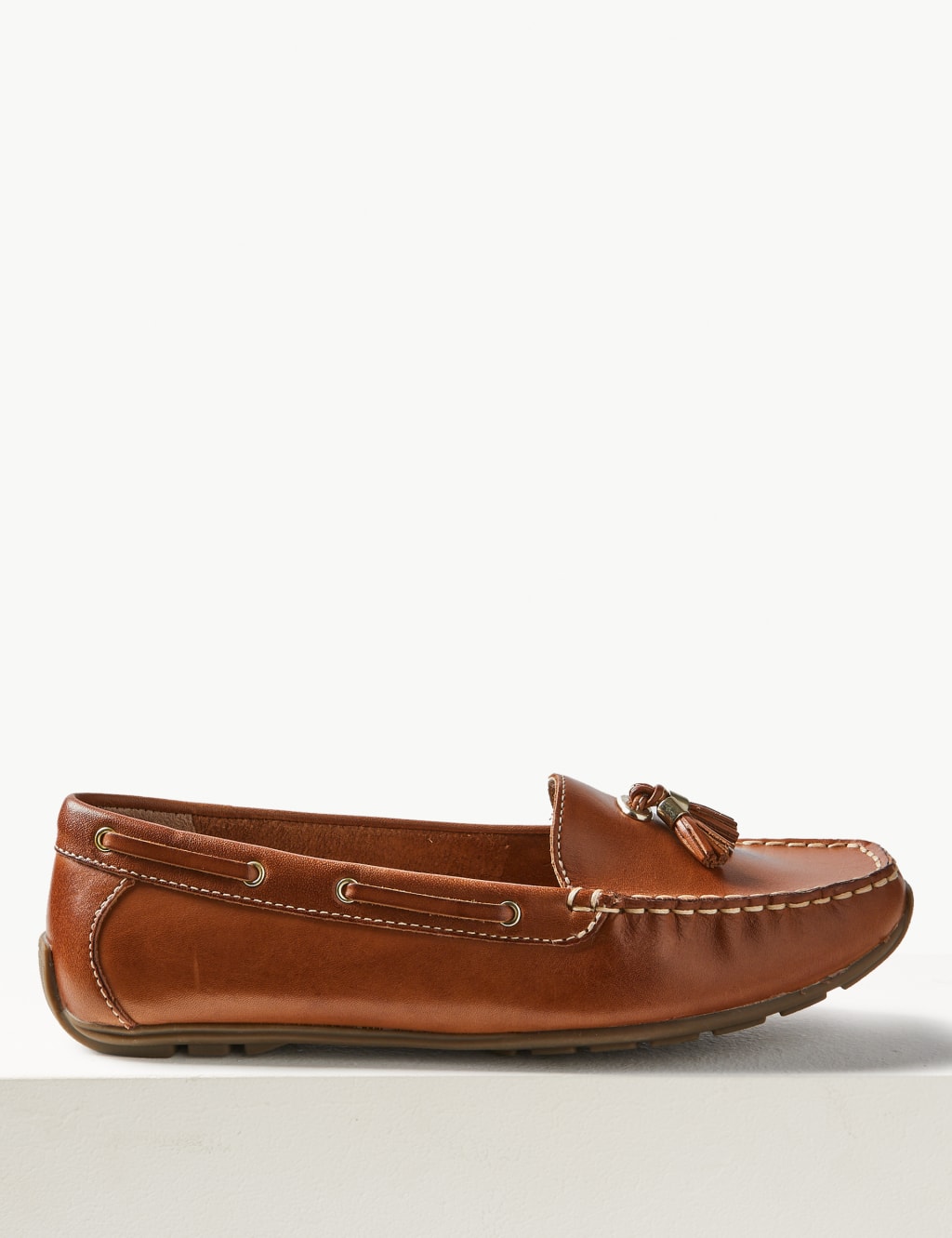 Wide Fit Leather Tassel Boat Shoes M&S Collection M&S