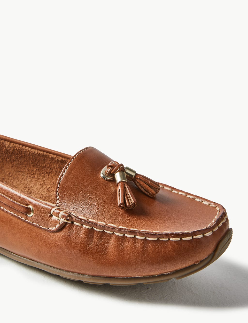 Wide Fit Leather Tassel Boat Shoes M&S Collection M&S