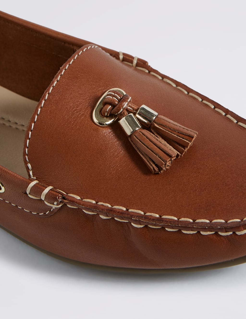 Wide Fit Leather Tassel Boat Shoes M&S Collection M&S